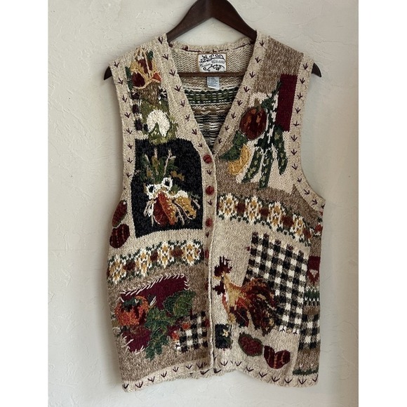 Heirloom Collectibles Sweaters - Vintage Heirloom Collectibles Novelty Sweater Vest XL Country Fall Farm Retro